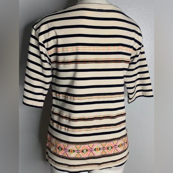 J Crew Aztec Striped Neon Embroidered Top Blouse Shirt XL - Picture 4 of 6